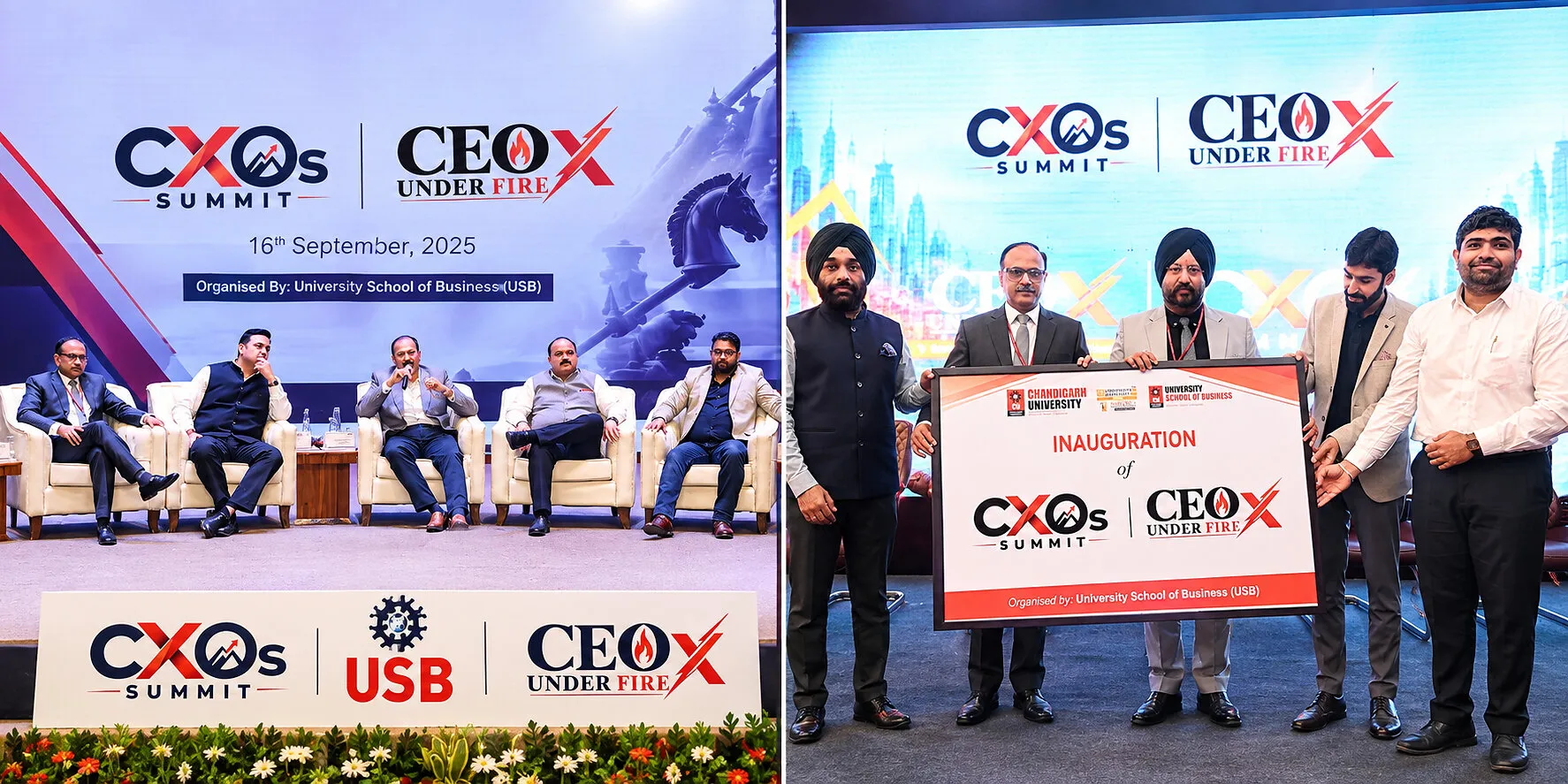 Men inaugurate the CXOs Summit and CEO Under Fire event beside a panel discussion.